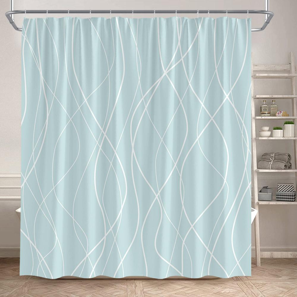 Black Striped Shower Curtains Modern Minimalism Lines Art Polyester Fabric Bathroom Bathtub Decor Bath Curtain Set With Hooks