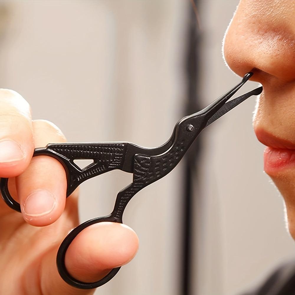 Stainless Steel Hair Scissors - Enhanced Safety Round Tip Stork Scissors for Precise Eyebrow, Nose, Beard & Ear Hair Trimming