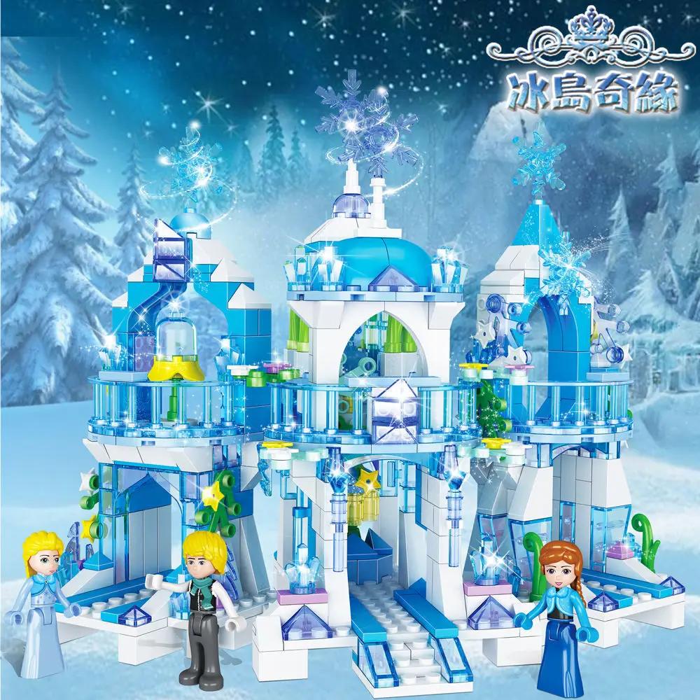Anime Frozen Princess Ice Castle Set Building Blocks Model Brick Mini Figure Kid Girl Gifts Toy Garden Compatible With