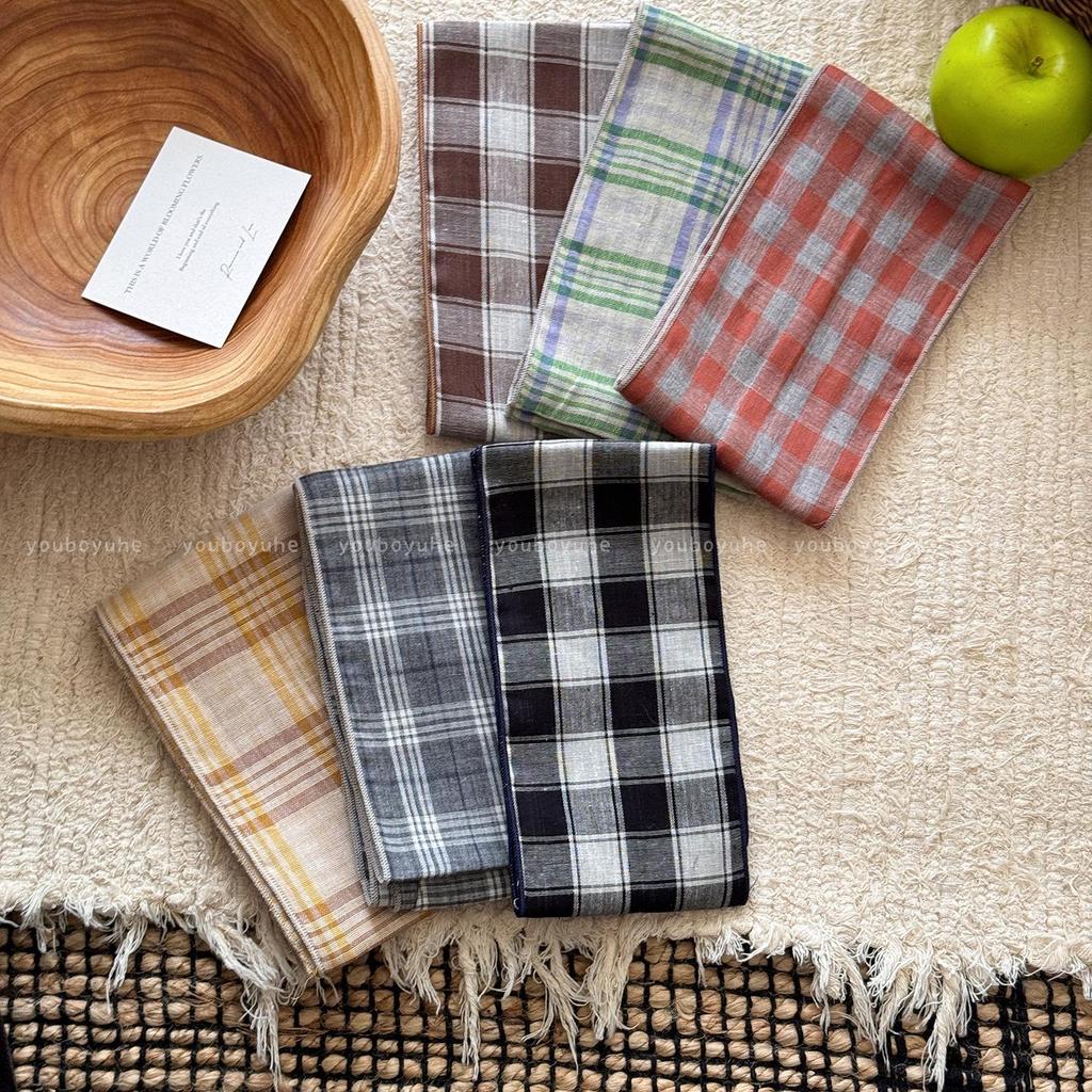 Women's Retro Plaid Cotton Linen Scarf - Summer Neck Protection Shawl, High-End Fashion Accessory