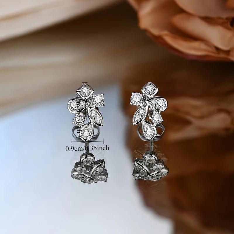 1 Pair of Stylish Flower Earrings with Elegant and Sweet Flower Geometric Accessories Set with Synthetic Zircon, Suitable for Daily Wear