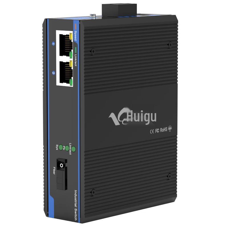 Huigu Industrial DIN Rail Fiber Optic Transceiver Switch