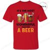 Men's Funny T-shirt Clothing It's The Most Wonderful Time for A Beer Christmas Tee Shirt Reindeer Drinking Graphic Tees Clothing