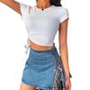 Women's Summer Lace-up Hollow Slim Fit Cropped Cotton T-shirt