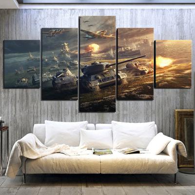 5 pçs mundo dos tanques jogo cuadros cartazes arte da parede decoração modular fotos gamer pinturas em tela para adolescente sala de estar decoração