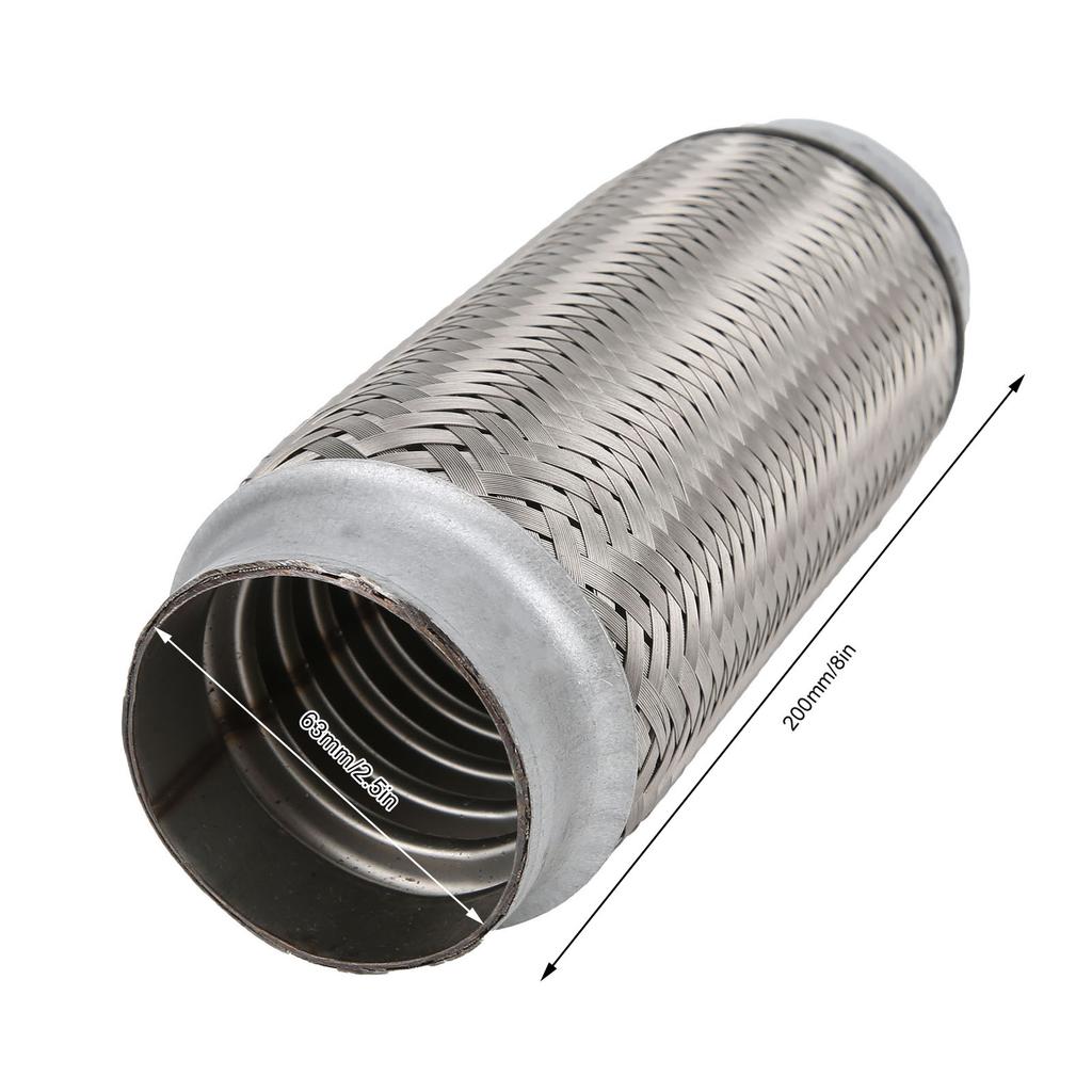 2.5x8in Exhaust Flex Pipe Stainless Steel Braid Flexible Joint Coupling Tube Universal for Car