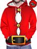 Felpa con Cappuccio Grafica da Uomo Babbo Natale alla Moda Divertente Muscolosa Felpa con Cappuccio Stampata Uomo Felpa con Cappuccio Brutta Vacanza di Natale Abbigliamento