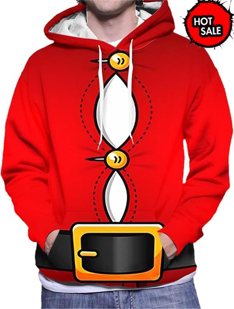 Felpa con Cappuccio Grafica da Uomo Babbo Natale alla Moda Divertente Muscolosa Felpa con Cappuccio Stampata Uomo Felpa con Cappuccio Brutta Vacanza di Natale Abbigliamento