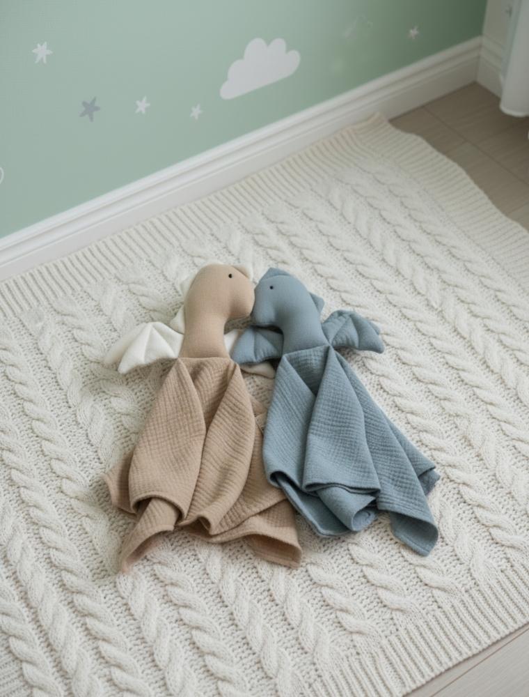 SMOK handmade muslin cuddly toy, 100% cotton, for babies (toffee)