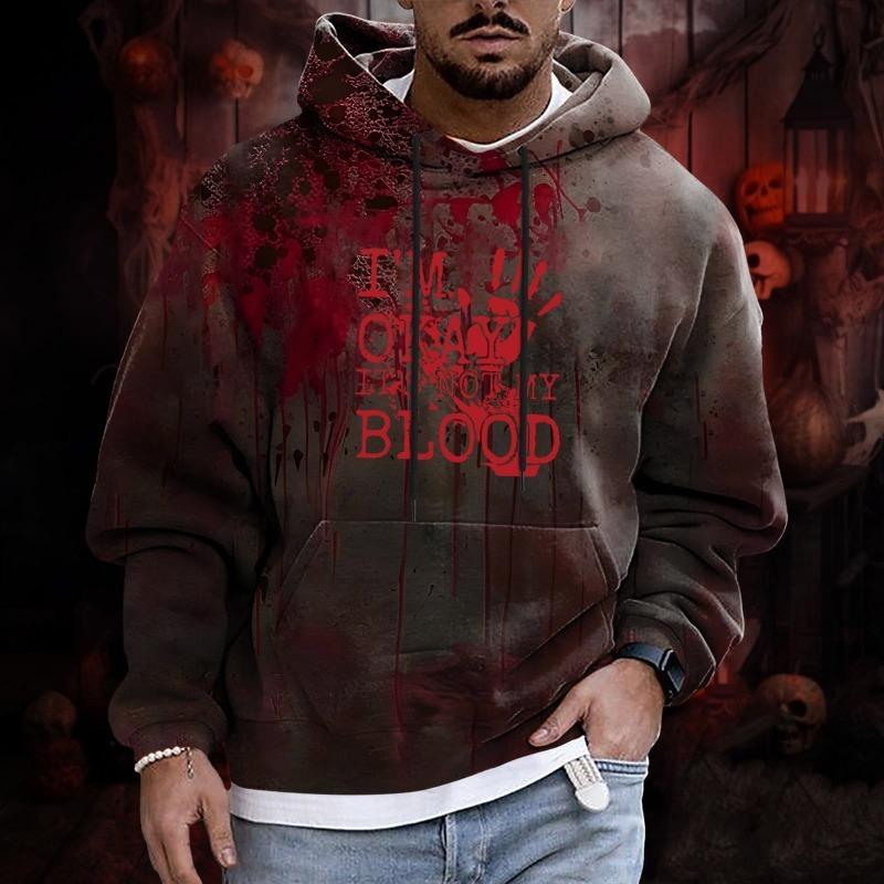 Fashion Men's Hoodie Horror Bloody Patterns 3D Print Hoodies Spring And Autumn Street Casual Boy Sweatshirt Men's Oversized Top Clothing