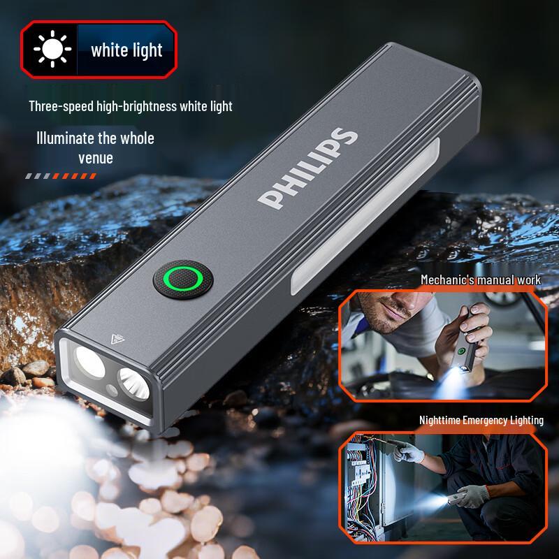 Philips Rechargeable Multifunctional Flashlight with Triple Light Source