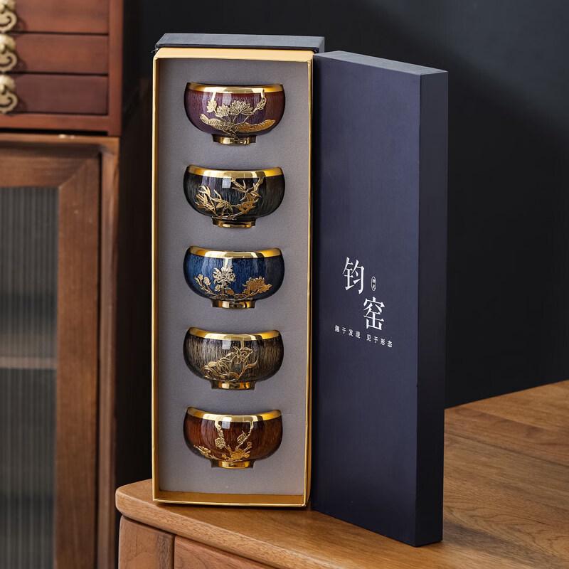 Junyao Kiln Glaze Jianzhan Master Teacup - Arhat Style Gift Set