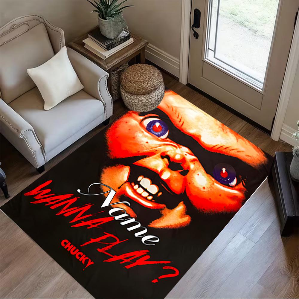 Chucky's Creepy Invitation Customizable Name Carpet Perfect for Study room Outdoor Balcony Entryway Anti-slip Rug Decorate Offices
