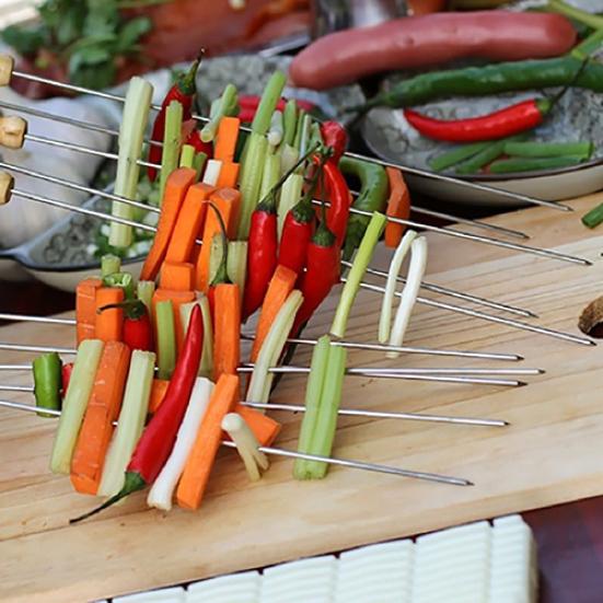 10 Stück BBQ Grill Bratnadel Bratwerkzeuge Brochette Zange Kebab Spieße