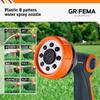 GRIFEMA GE1303 Pistolet Arrosage Du Jardin 8 Modèles Réglables, Pulvérisateur Multifonctionnel Avec Débit D'eau Contrôlable
