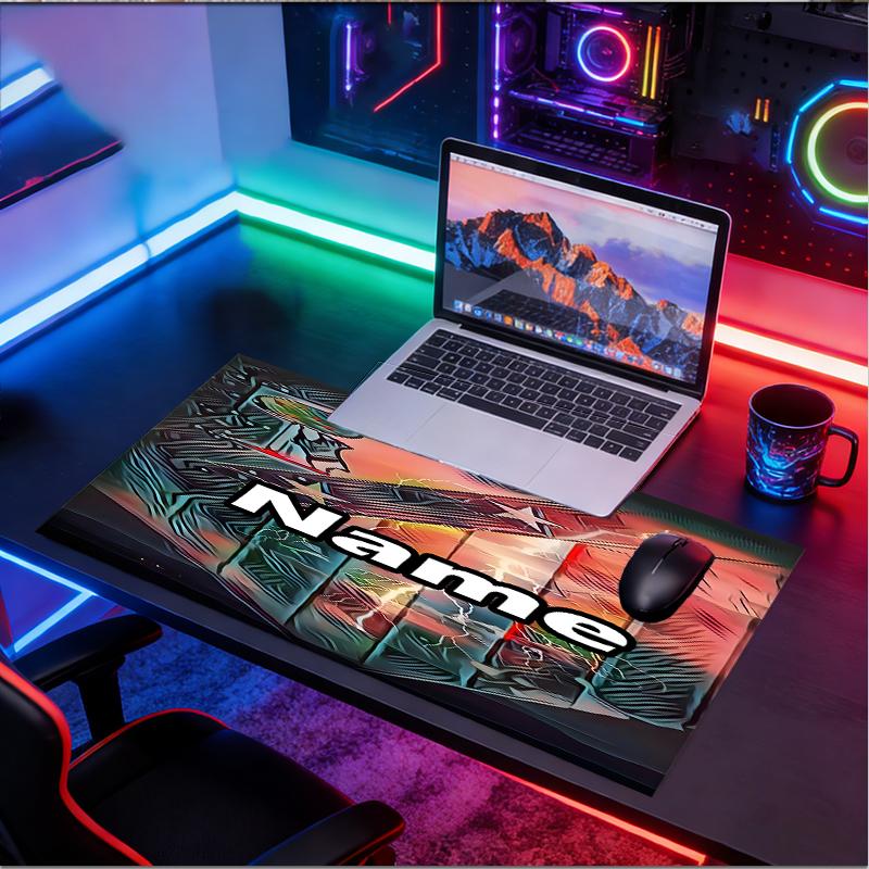 Custom Name Personalized football team Pattern Mousepad, Laptop PC Desk Mat, Decorative Desk Mat for Home Keyboard Pad Gift