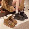 Belt Buckle Platform Snow Boots Winter New Round Toe Suede Plus Wool Warm Non-slip Wear-resistant Cotton Shoes