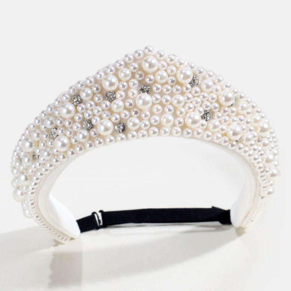 Elastic Straps Pearl Headband Rhinestone Hair Accessory Luxury Women Hair Jewelry  Party
