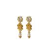Silver needle crystal square fringed earrings retro exaggerated high-end temperament earrings court style light luxury earrings