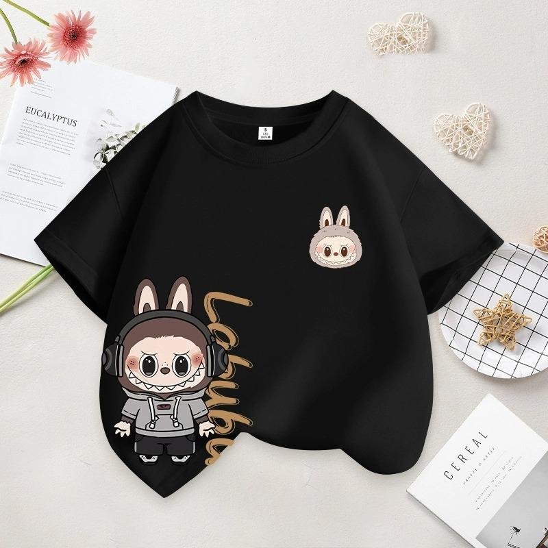 Kreslená grafika Dětská Dámská LABUBU Potištěné Tričko Léto Dámská Móda Dívčí Tričko s Krátkým Rukávem Top Pulovr Oblečení