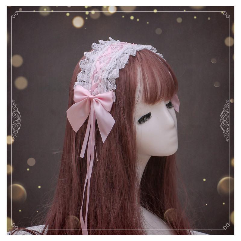 Handmade Bow Lace Headband Japanese Girl Lolita Hairpin Soft Cute Two-dimensional Headgear Cute Sister Hair Accessories