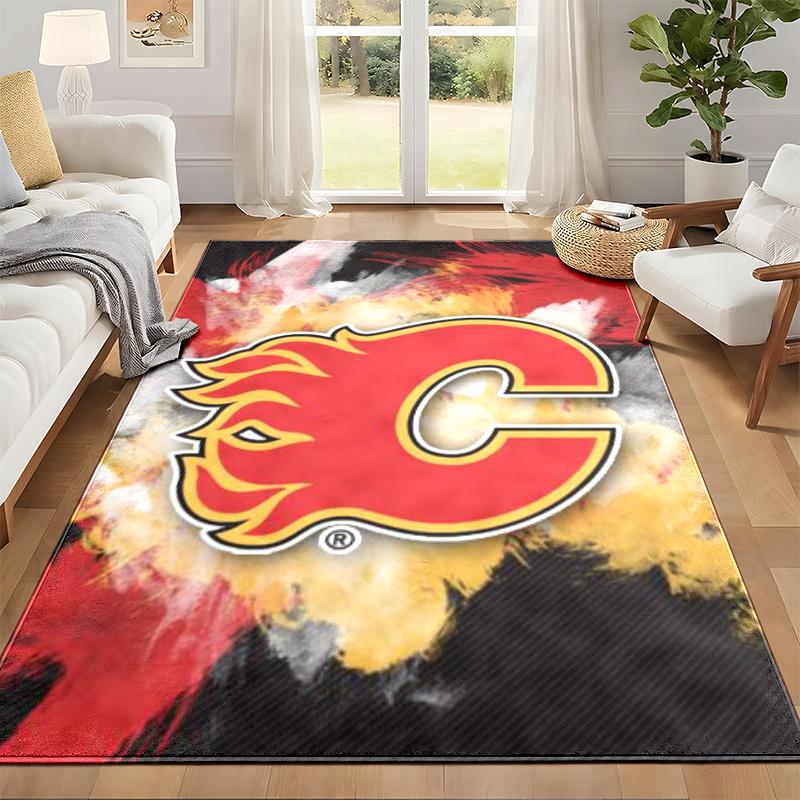 Calgary Flames Carpet Door Mat for Living Room or Bedroom Protective Mat Under Chair Office Decoration Christmas Gift Birthday Present