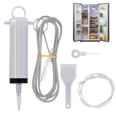 Fridge Dredging Kit Flexible Refrigerator Scrub Brush Reusable Fridge Drain Hole Dredging Remover Cleaning Syringe Shovel