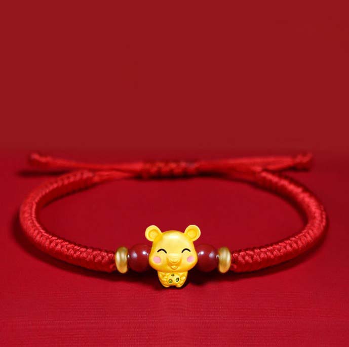Handmade12 Constellation Zodiac Sign Braided Animal Lucky Bracelet For Men Women Red Rope Gold Color Beads Bracelet Jewelry