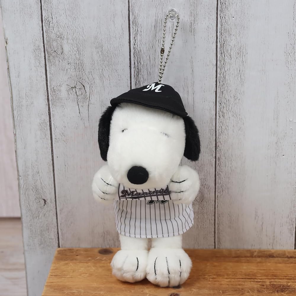 Yoshitoku Snoopy Plush Strap 18cm Official Chiba Lotte Marines Licensed Product Pink Color with Gift Bag