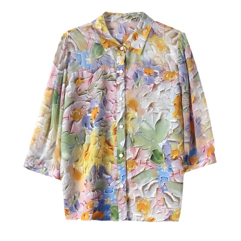 Women's Loose Chiffon Mid-Sleeve Top: 2024 Summer Fashion - Versatile & Slim-Fit, Perfect for a Sophisticated Look
