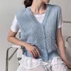 New ArriVals Open Run Women V Neck Summer Knit waVe Knit Vest