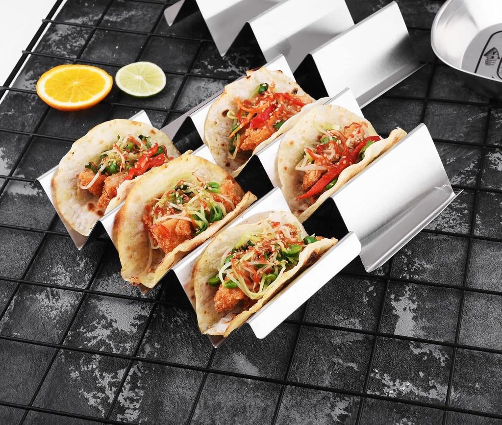 Taco Holder Stainless Steel Taco Stand Rack Tray Oven Mexican Food Rack Kitchen Tool Tortilla Taco Tray Taco Plate