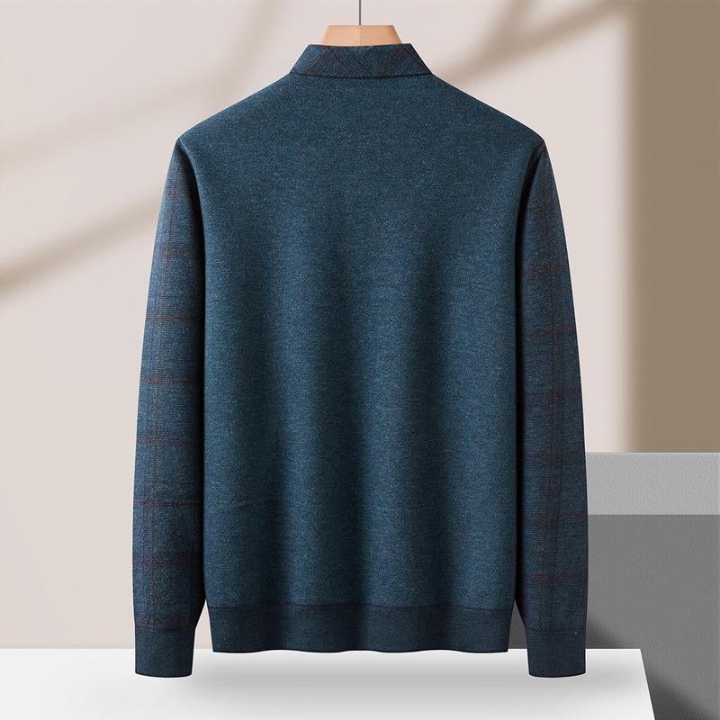 Plush Shirt Men's Fake Two-Piece Knitted Shirt