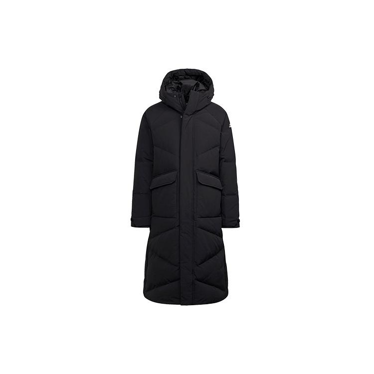 adidas Big Baffle Coat Outdoor Sports Long Loose hooded down Jacket Black Men s GT6536 L