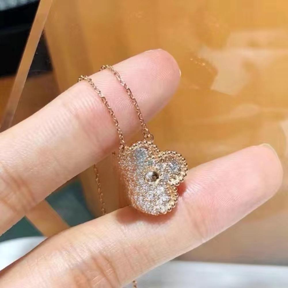 V Gold Four-leaf Clover Plated 18K Gold Necklace with Jewelry Women's High Version White Fritillary Rose Gold Pendant Light Luxury Niche