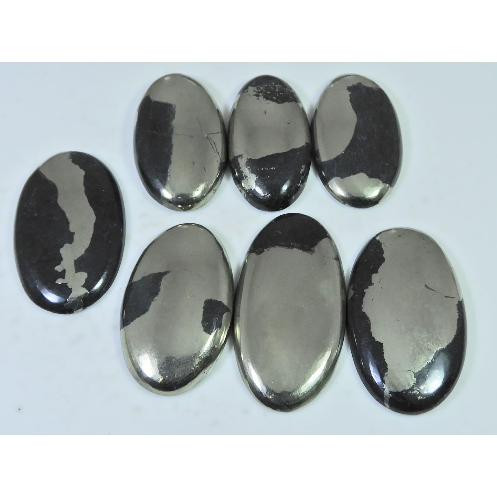 373Cts. Natural Apache Gold Pyrite Oval Cabochon Loose Gemstone 07 Pcs Lot C-1277