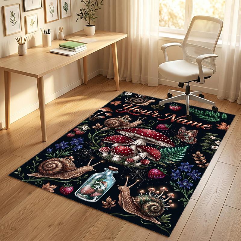Fantasy Castle Theme Soft Crystal Velvet Rug Custom Name & Text Print Non Slip Floor Rug for Bedroom Living Room