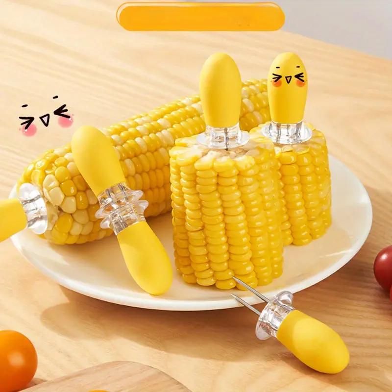 2/1PCS Corn Fork To Eat Corn Anti-scalding Artifact To Eat Corn Insulation Stick Stainless Steel Fruit Fork Children's Safety Folding Fork