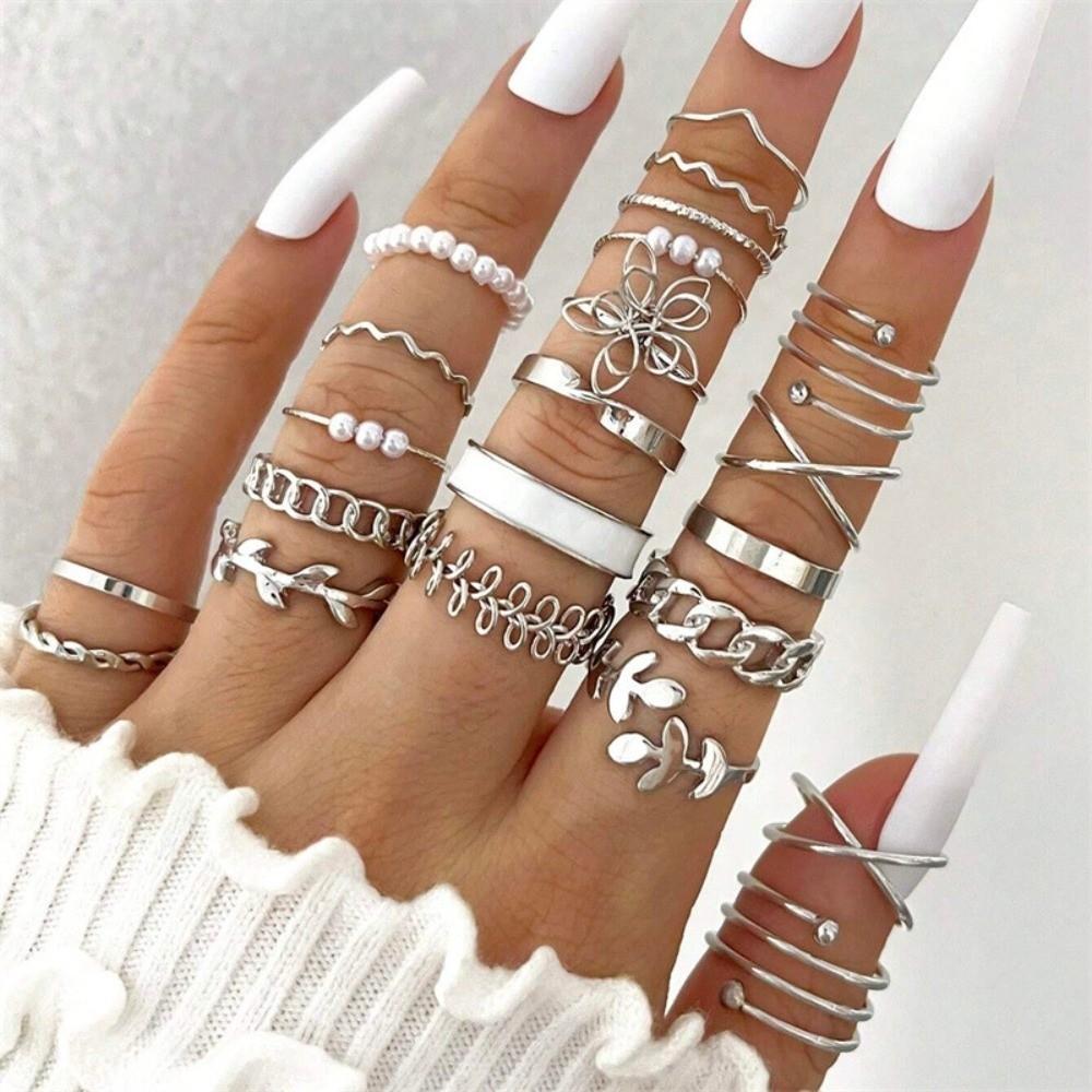 22pcs Y2K Ring Set Zircon Boho Stack Ring Trendy Geometric Ring  Men