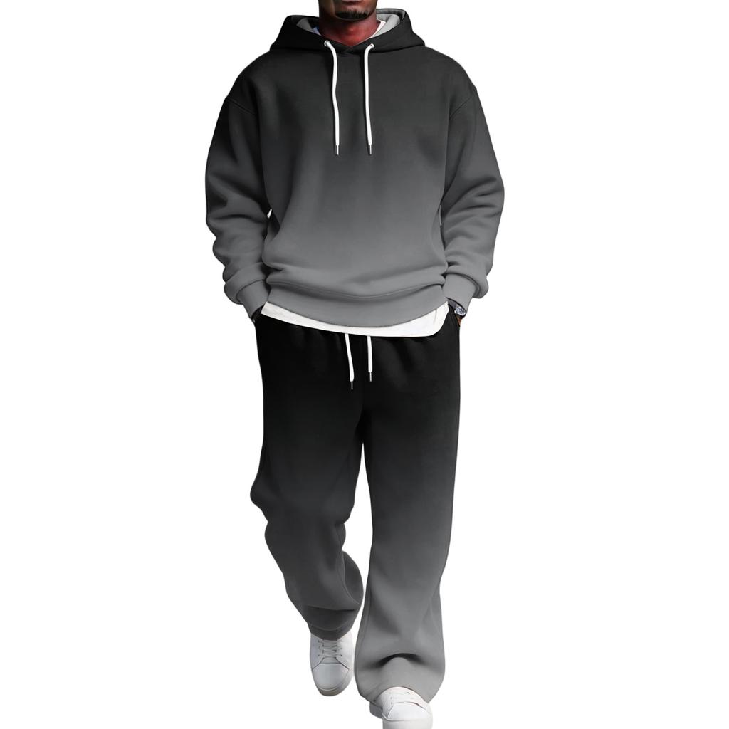 Set da uomo a 2 pezzi con felpa e pantaloni cargo con elastico in vita per abbigliamento casual