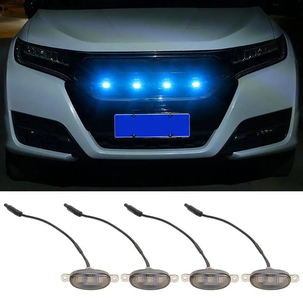 Led Car Front Grille Lighting Universal Daytime Running Light RGB APP Control Central Grid Warning Light Exterior Accessories