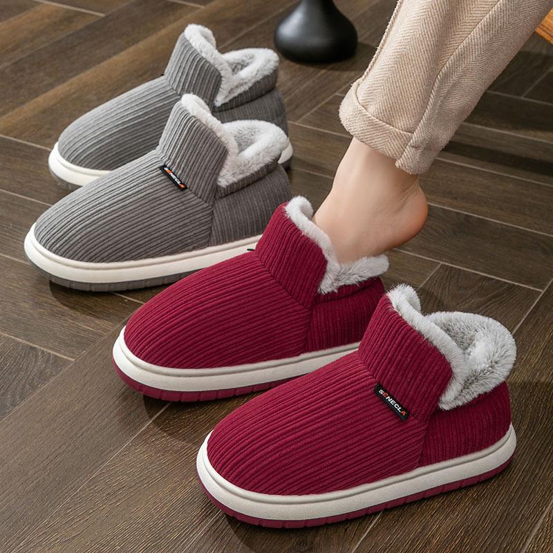 Anti-slip Soft-soled Cotton Shoes with Added Fleece and Thickened Warmth, Thick-soled Home Cotton Slippers