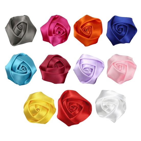 6Pcs Corsage Handmade Reversible Satin Roses Wedding Corsage DIY Hair Accessories Bridal Bouquets Small Floral Accessories