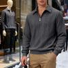 TikTok Men's Jacquard Polo Shirt: Casual Loose-Fit Hoodie with Lapel and Long Sleeves