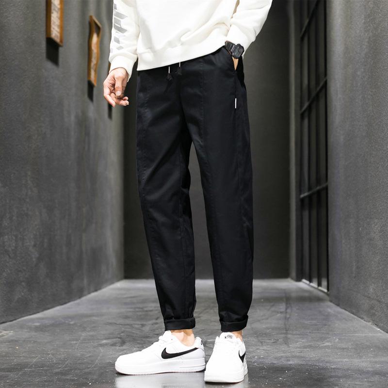 Pánské bavlněné džíny rovného střihu v korejském stylu - Ležérní pracovní trend Joggers