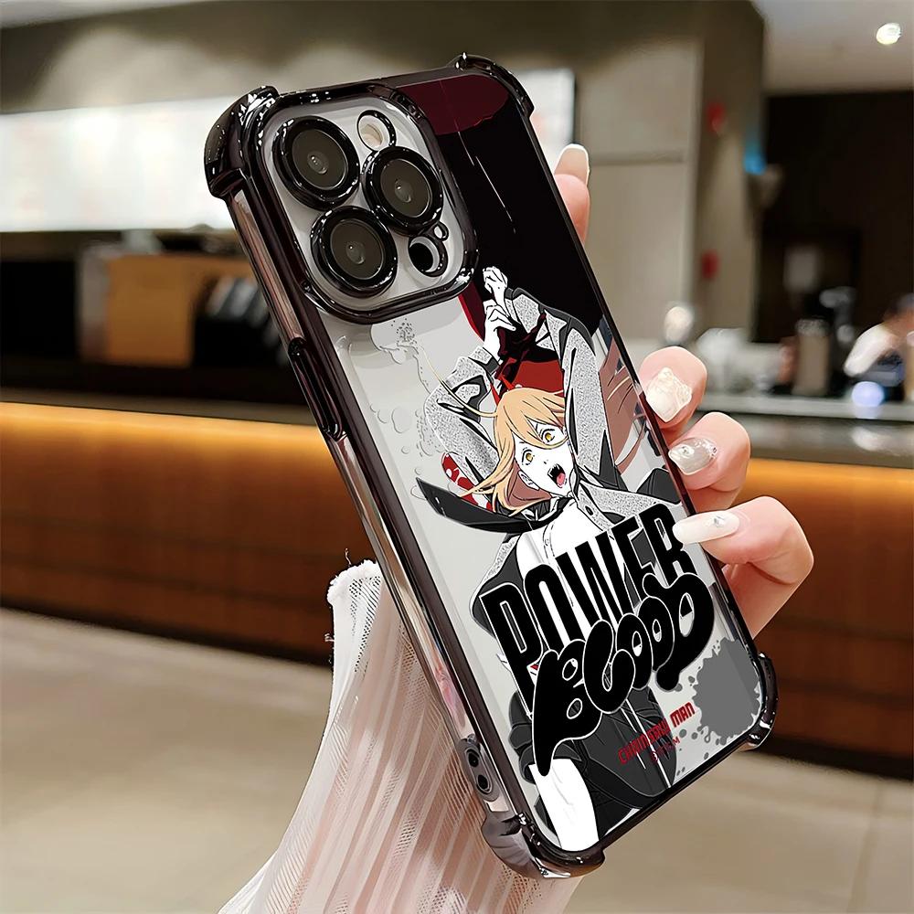 

Chainsaw Man Anime Plating Case For iPhone 16 15 14 13 12 11 Pro Max X XR XSMax 7 8 Plus Shockproof Anti-Fall Armor Cover iPhone 7 8 SE20