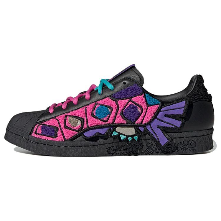 Adidas Originals Han Meilin X  Superstar 80S Chen Long Leather Low-Top Sneakers Unisex Sneakers Black Pink Purple ID4381