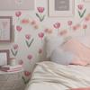 2 Pcs Simple Pen Pink Tulips Bedroom Living Room Home Wall Background Beautification Decoration Wall Stickers