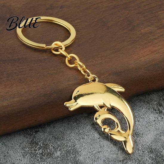 Zinc Alloy Car Key Ring Double Dolphin Keyhcain Sea Animal Pendant Backpack Handbag Purse Charm Decoration Lightweight