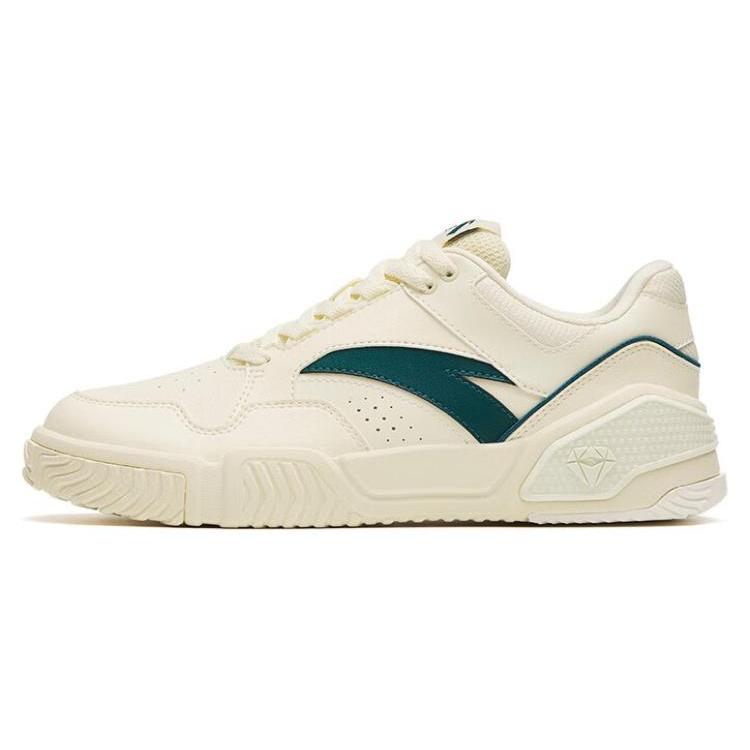 

Anta Synthetic Leather Slip Resistant Abrasion Resistant Low top Skateboard Shoes Men s White Green 912318094-1 42.5